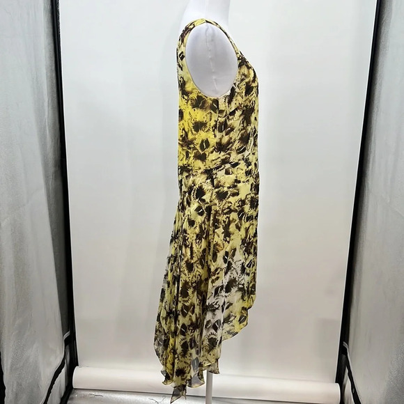 Leifsdottir Anthropologie Dress Womens 6 Yellow Brown Butterfly Print 100% Silk - Picture 8 of 13